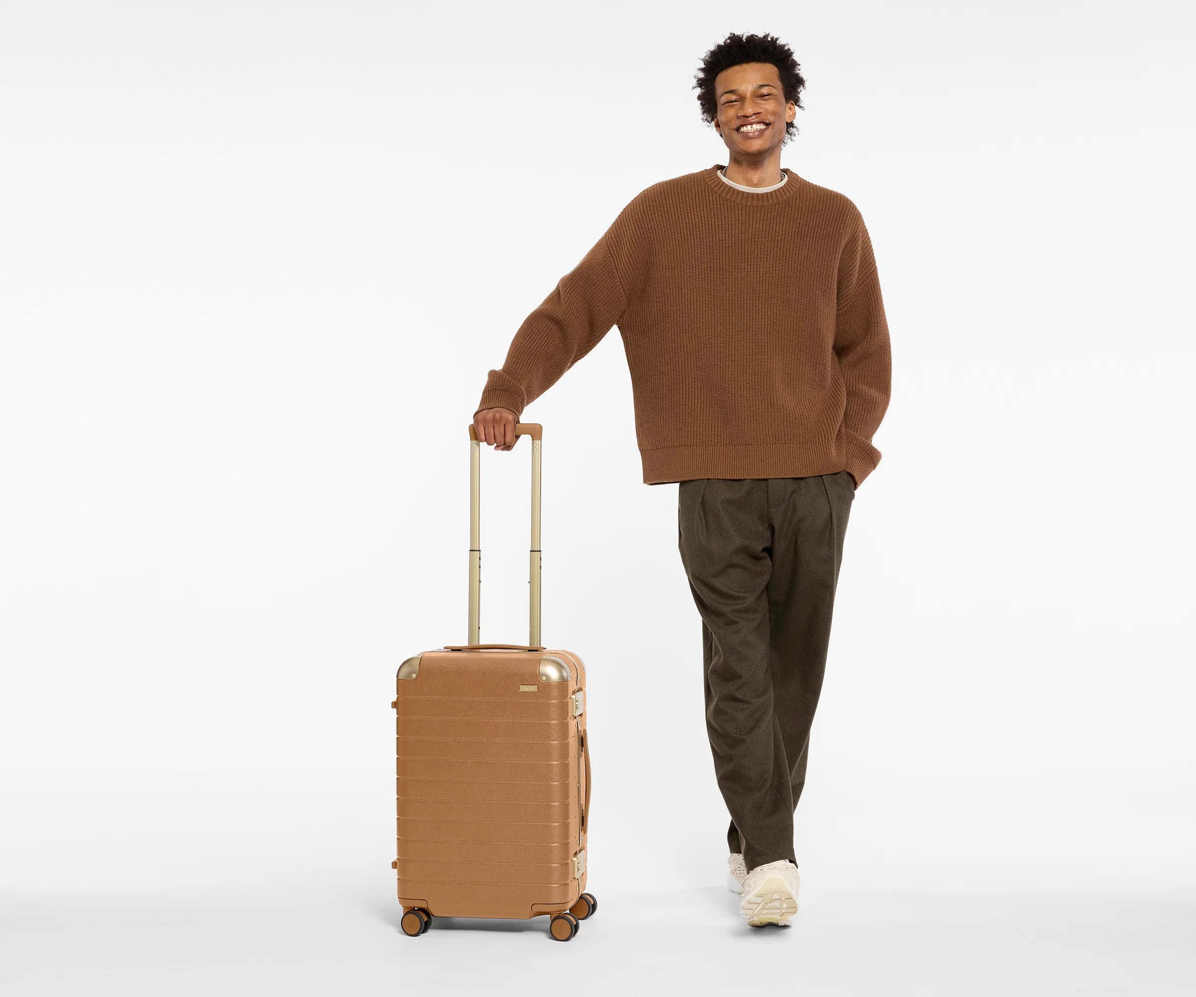 The Aluminum Edge Bigger Carry-On in Cognac Brown - Image 4