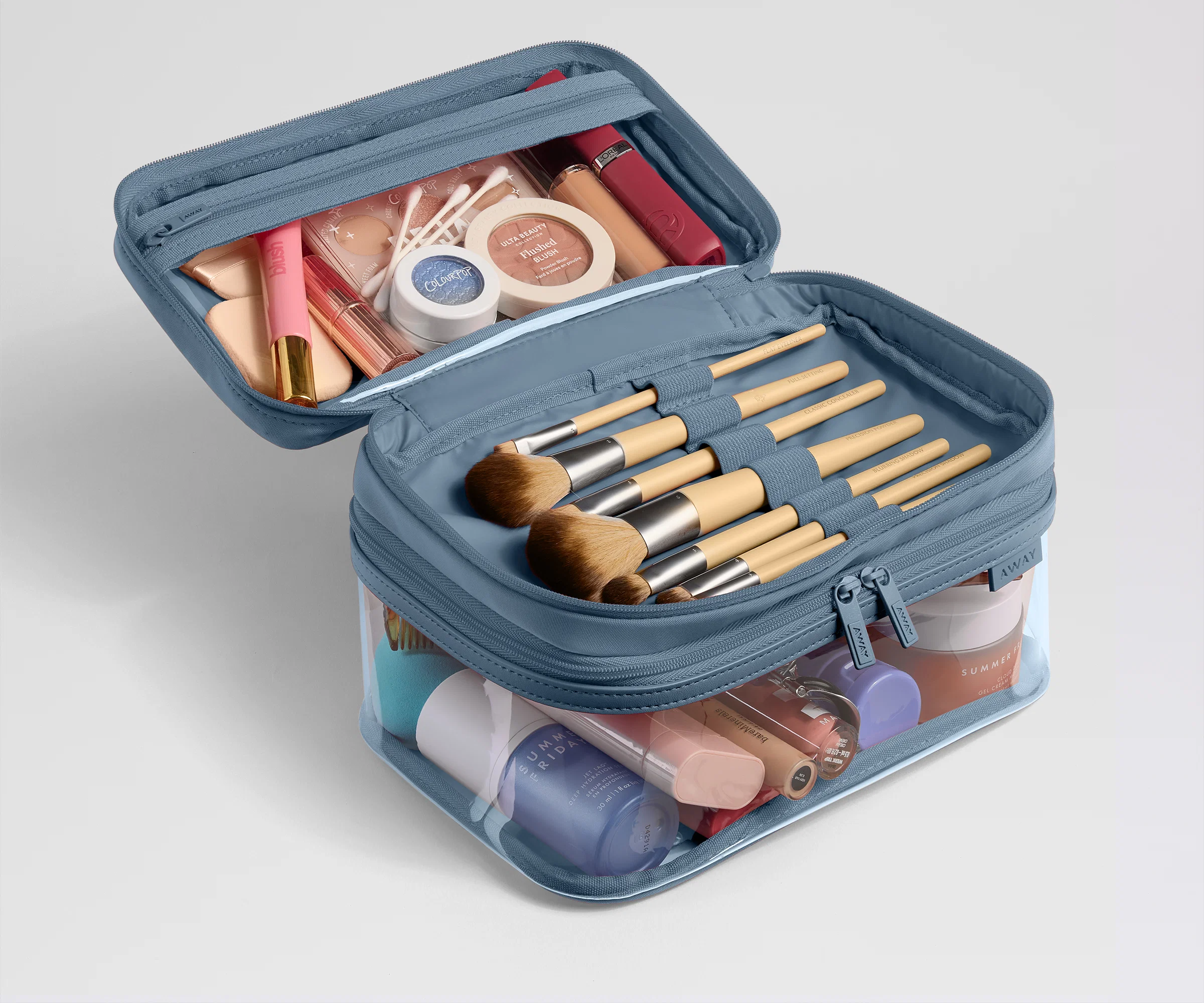 Clear Cosmetic Case in Coast Blue - Image 3